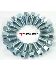 20x Verzinkte Radschrauben Alufelgenschrauben Kugel M14 x 1,5 27mm SW17 R13