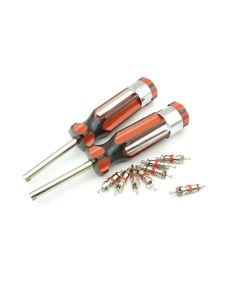 2x Ventilausdreher Eindreher + 8x Ventileinsätze Ventilschlüssel Taschenclip Reparatur Schraubendreher