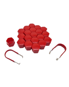 20x Schraubenkappen 17mm Rot inkl. Abziehhaken Auto Mutter Covers Bolt Schutzkappen Radschraubenkappen SW17