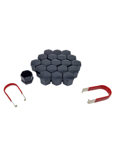 20x Universal 17mm Kunststoff Abdeckkappe inkl. Abziehhaken Auto Mutter Covers Bolt Radkappen Radkappenschrauben