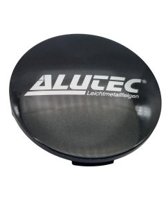 1X Alutec Nabendeckel 64mm Graphit (N32) Logo Silber (ALB) - Original Felgendeckel/Nabenkappe/Hubcap