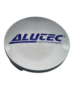 1X Alutec Nabendeckel 60mm Silber (N23) Logo Blau (ALD) - Original Felgendeckel/Nabenkappe/Hubcap
