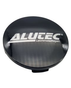 1X Alutec Nabendeckel 60mm Schwarz Glanz (N23) Logo Silber (ALF) - Original Felgendeckel/Nabenkappe/Hubcap