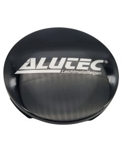 1X Alutec Nabendeckel 64mm Schwarz Glanz (N32) Logo Silber (ALA) - Original Felgendeckel/Nabenkappe/Hubcap