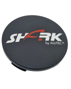 1X Alutec Shark Nabendeckel 60mm Schwarz (N23) Logo Silber/Rot (ALE) - Original Felgendeckel/Nabenkappe/Hubcap