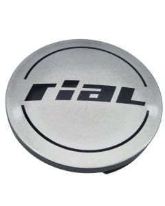 1X Rial Nabendeckel 60mm Silber (N23) Logo Schwarz (RIB) - Original Felgendeckel/Nabenkappe/Hubcap