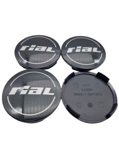 4X Rial Nabendeckel fÃ¼r Milano 64mm Titan (N32) Logo Silber/Grau (RIC) - Original Felgendeckel/Nabenkappe/Hubcap