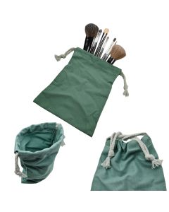 1x Stoffbeutel mit Kordelzug 21x15 cm – Vielseitiger Beutel für Kosmetik, Schmuck, Reisen & Geschenke / Bolzensack – Mintgrün Weiß