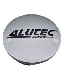 1X Alutec Nabendeckel 60mm Silber (N23) Logo Schwarz (ALH) - Original Felgendeckel/Nabenkappe/Hubcap