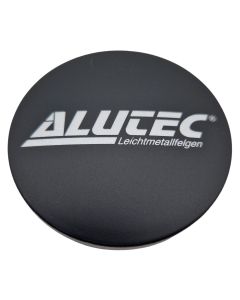 1X Alutec Nabendeckel 60mm Schwarz Matt (N23) Logo Silber (ALL) - Original Felgendeckel/Nabenkappe/Hubcap