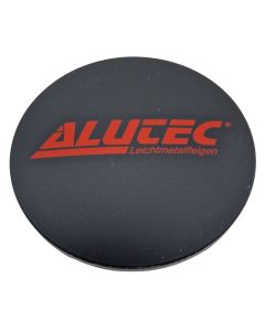 1X Alutec Nabendeckel 64mm Schwarz Matt (N32) Logo Rot (ALK) - Original Felgendeckel/Nabenkappe/Hubcap
