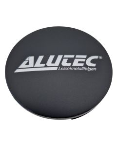 1X Alutec Nabendeckel 64mm Schwarz Matt (N32) Logo Silber (ALI) - Original Felgendeckel/Nabenkappe/Hubcap