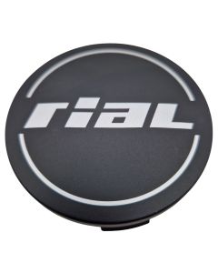 1X Rial Nabendeckel 68,5mm Schwarz Matt (N37) Logo Silber (RIL) - Original Felgendeckel/Nabenkappe/Hubcap