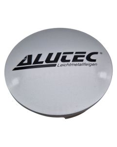 1X Alutec Nabendeckel 61mm Silber (N56) Logo Schwarz (ALN) - Original Felgendeckel/Nabenkappe/Hubcap