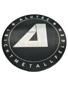 1X Alutec Nabendeckel 61mm Schwarz Glanz (N62) Logo Silber (ALM) - Original Felgendeckel/Nabenkappe/Hubcap