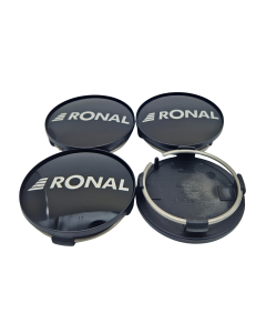 4x Original RONAL 62,2mm Nabendeckel Nabenkappe Schwarz Hochglanz Center Cap Deckel Felgendeckel