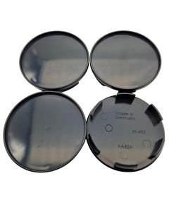 4x Nabendeckel Trägerkappen 63mm M-485 Schwarz Kunstoffträger ohne Emblem - flach mit Rand