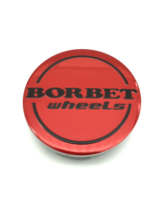 1x Original Borbet Nabendeckel 56mm | Felgendeckel | Nabenkappe Rot Schwarz Center Cap Deckel NEU!